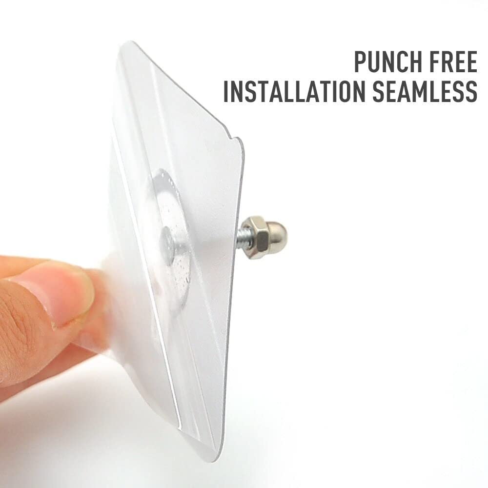 Stainless Steel, PVC, ABS Nail Free Seamless Adhesive Non-Trace No Drilling Installation Hanging, Waterproof Screws Wall Hook (Transparent) - 10 Pack