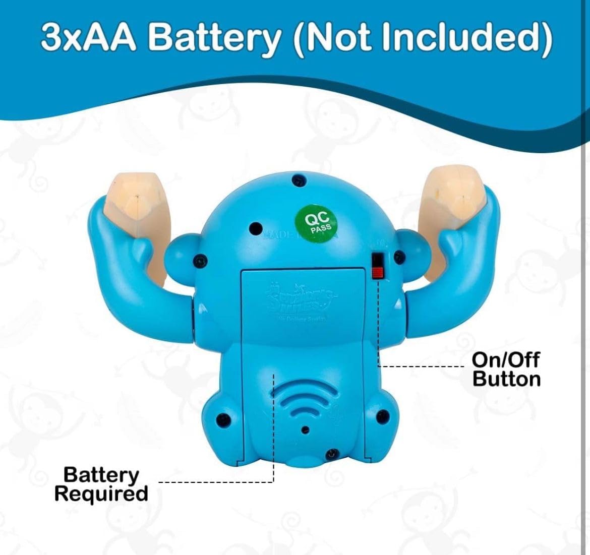 Battery Operated Voice Control Monkey Toy with Musical, Dancing, Spinning,Rolling and Sensor Feature for Gifts/Kids/Babies/Boys/Girls|Blue Color (BatteryNot Included)