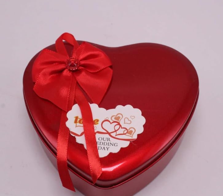 Heart Shaped Gift Box with Teddy Bear and Flowers, Metal, Birthday or Anniversary Present