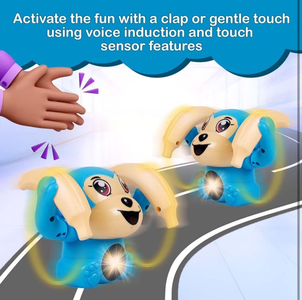 Battery Operated Voice Control Monkey Toy with Musical, Dancing, Spinning,Rolling and Sensor Feature for Gifts/Kids/Babies/Boys/Girls|Blue Color (BatteryNot Included)