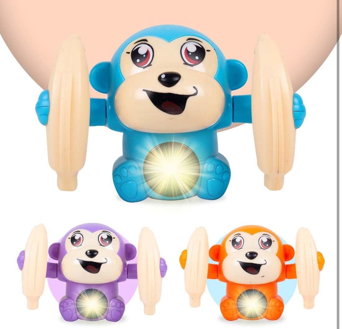Battery Operated Voice Control Monkey Toy with Musical, Dancing, Spinning,Rolling and Sensor Feature for Gifts/Kids/Babies/Boys/Girls|Blue Color (BatteryNot Included)