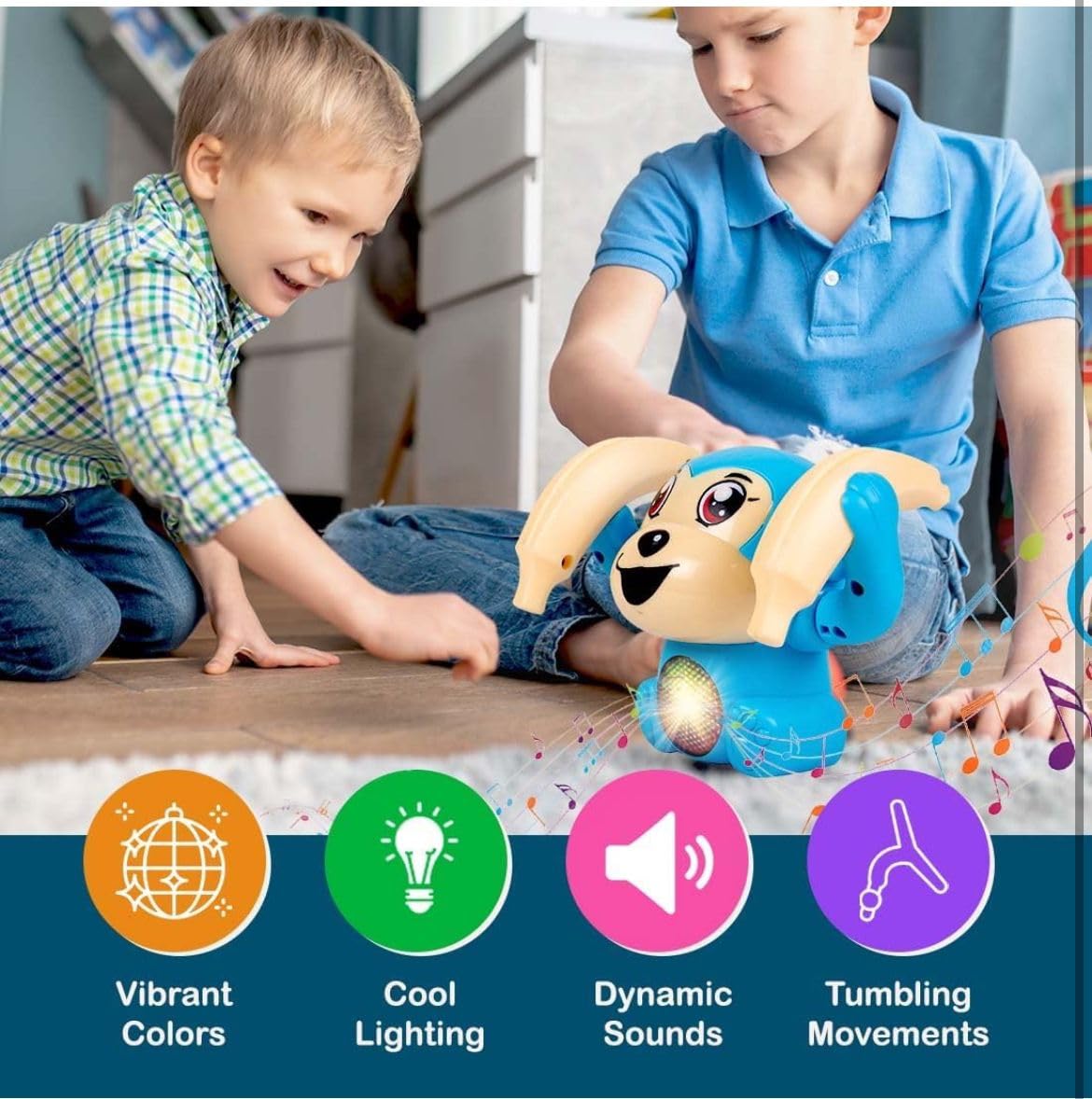 Battery Operated Voice Control Monkey Toy with Musical, Dancing, Spinning,Rolling and Sensor Feature for Gifts/Kids/Babies/Boys/Girls|Blue Color (BatteryNot Included)