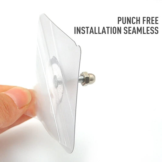 Stainless Steel, PVC, ABS Nail Free Seamless Adhesive Non-Trace No Drilling Installation Hanging, Waterproof Screws Wall Hook (Transparent) - 10 Pack