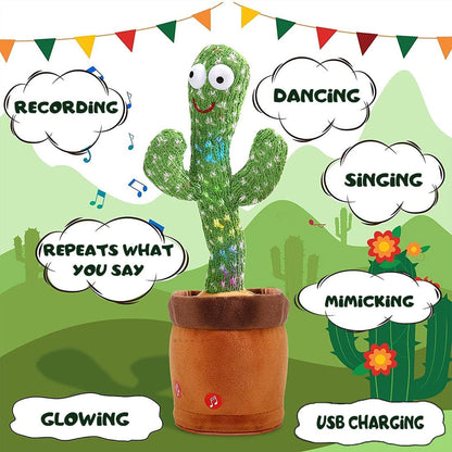Toys Dancing Cactus Talking Toy For Baby Children Plush Toy Speaking Cactus Toys For Kids 1 2 3+ Year Old Boy Girl Voice Recording Repeats Funny Gift Interactive Electronic Toys - Green