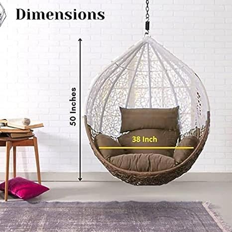 Single Seater Alloy Steel Swing Chair,Hanging Hammock Swing Chair/Without Stand & for Indoor,Outdoor,Patio, Balcony, (Brown & White)